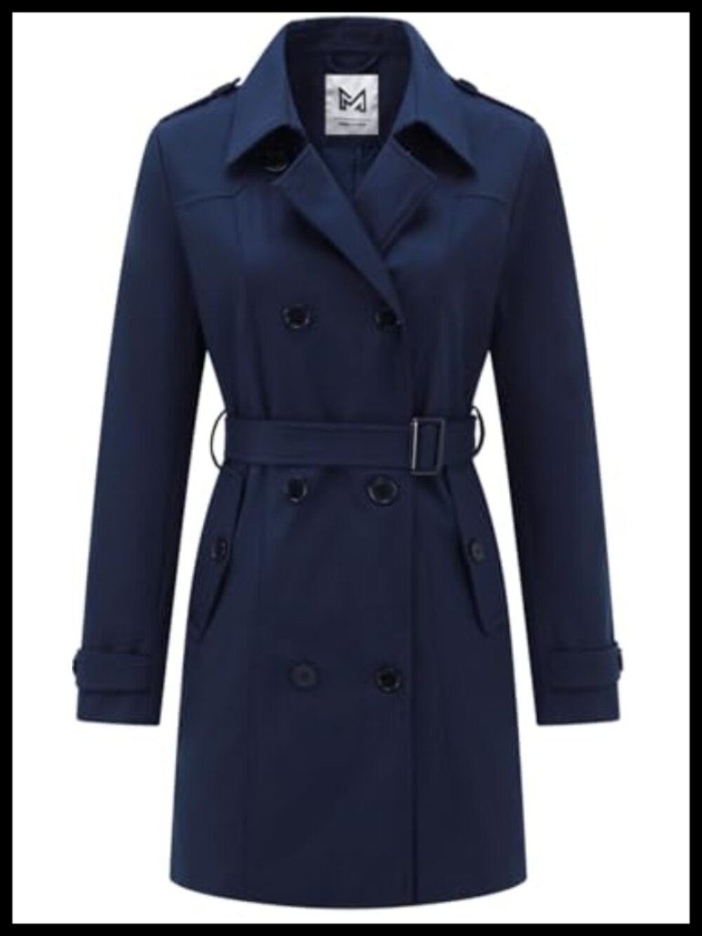 Double-Breasted Belted Classic Trench Coat Water Repellent Lightweight